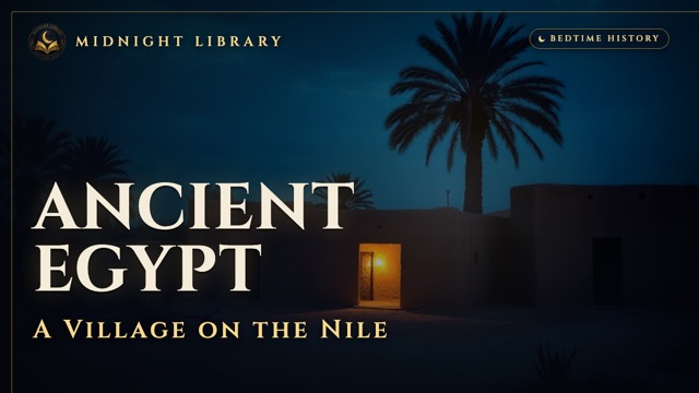 A mudbrick village on the Nile at dusk